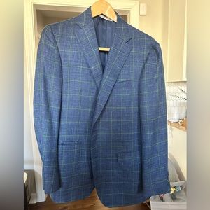 Navy blue men’s sport coat. Samuelshon.